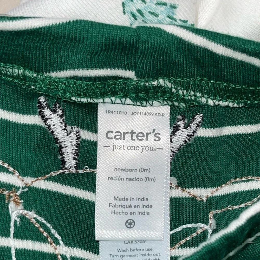 Carter's White and Green Reindeer Matching Set - Picture 5 of 5